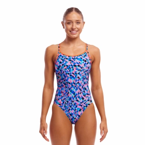 Funkita Warp Tour Diamond Back Ladies Swimsuit swim training suits women, performance one piece swimsuits