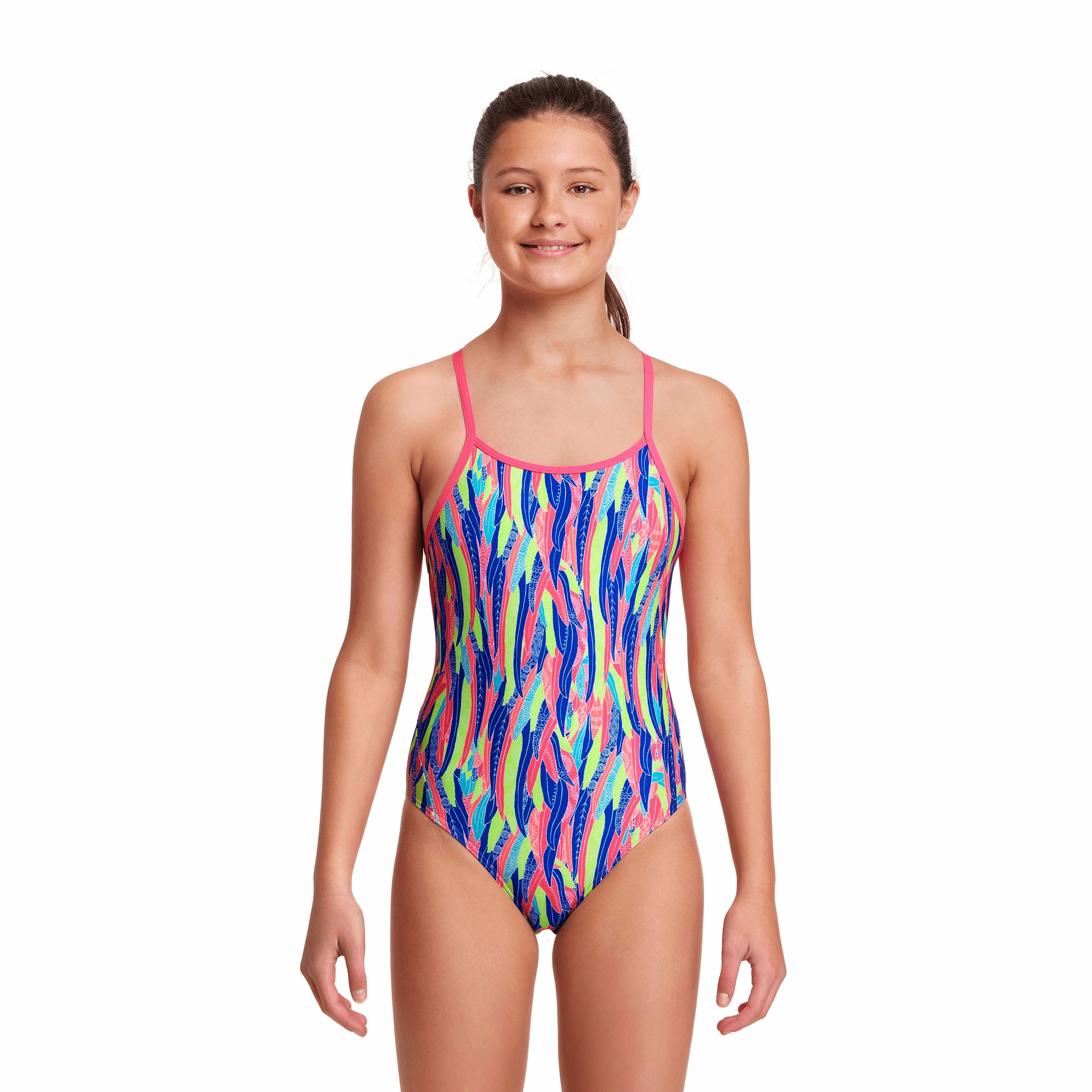 Funkita Wing Tips Girl's Diamond Back Swimsuit swim training suits women, performance one piece swimsuits