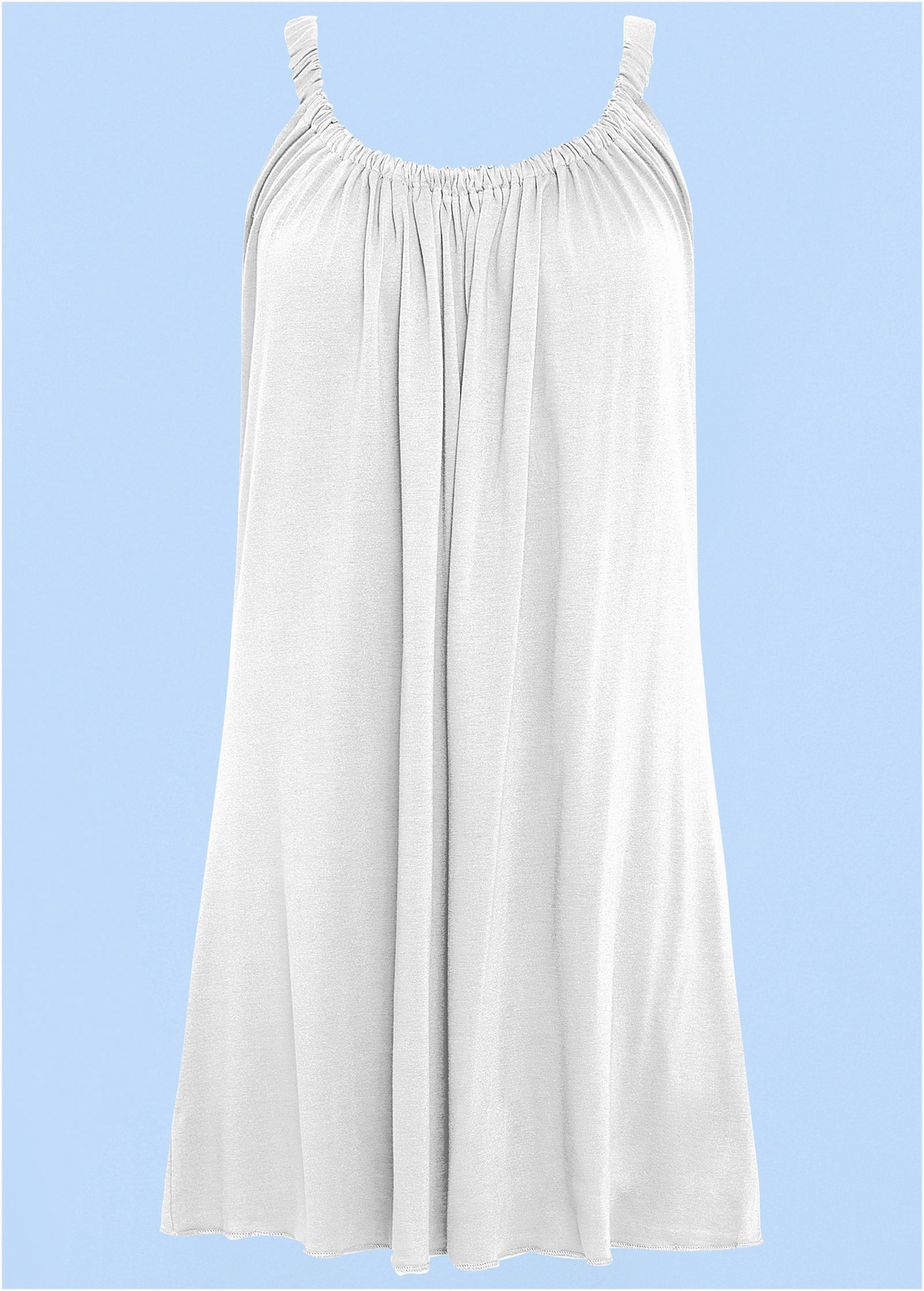 Gathered Neckline Dress - White
