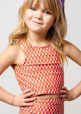 Geometric | Mini Racer Back Top girls full coverage swimwear, kids swimwear for pool