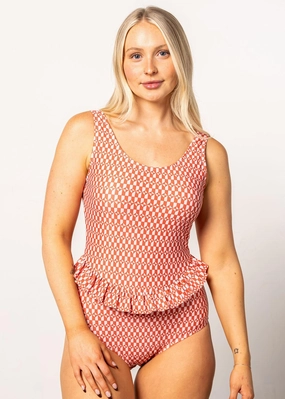 Geometric | Skirted One-Piece elastic waistband swim bottoms, mix-and-match bikini bottoms