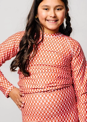 Geometric | Youth Rashguard Top (Unisex) girls full coverage swimwear, kids swimwear for pool