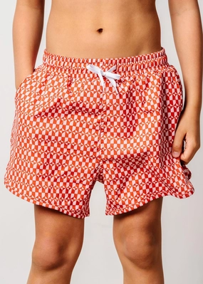 Geometric | Youth Retro Shorties boys summer swimwear, boys rash guard swim sets