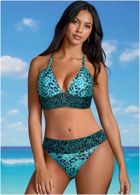 Getaway Moderate Bottom  - Cool Leopard Combo modest swim bottoms women, comfortable bikini bottoms