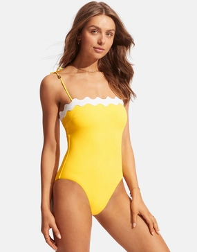 Gia Ric Rac Bandeau Swimsuit - Citron bandeau swimsuits for women, strapless swimwear tops