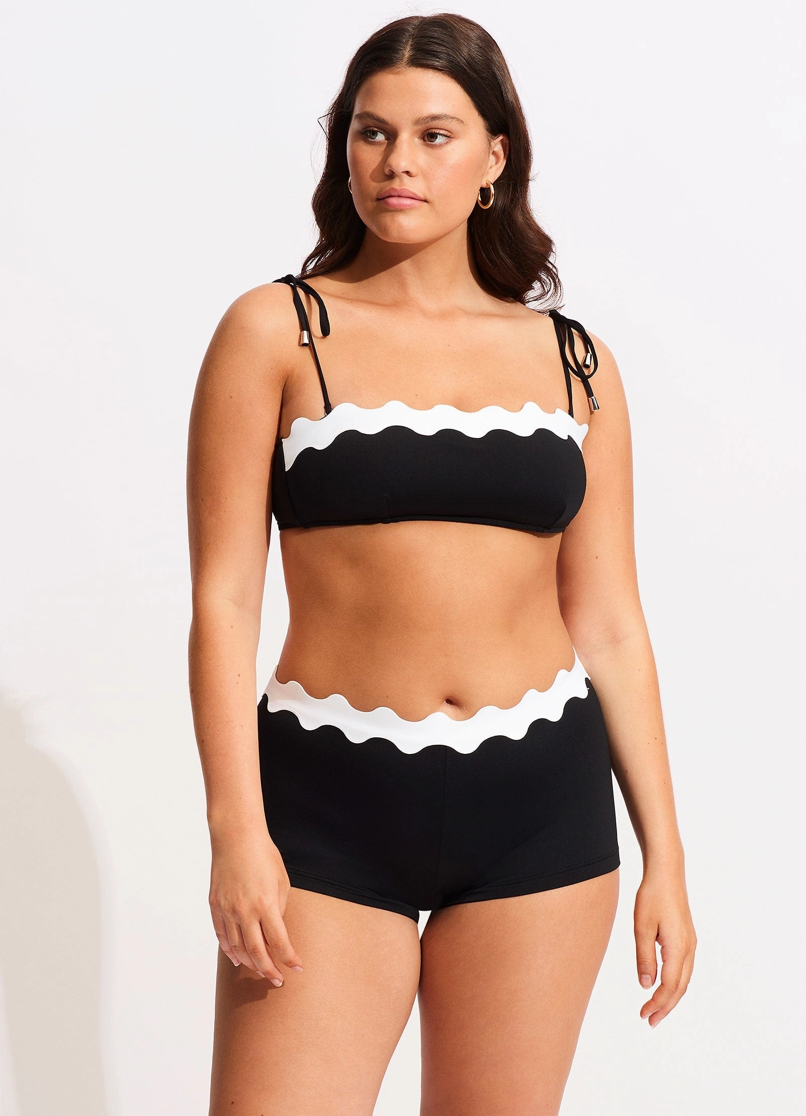 Gia Ric Rac Boyleg Bikini Bottom - Black