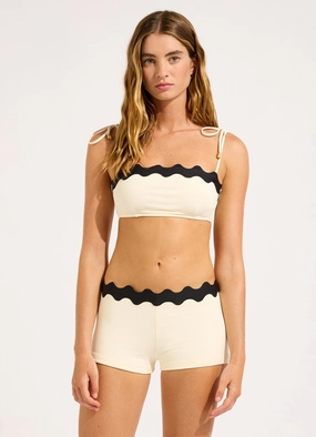 Gia Ric Rac Bustier Bandeau Bikini Top - Ecru push up bikinis women, sporty womens bikini sets