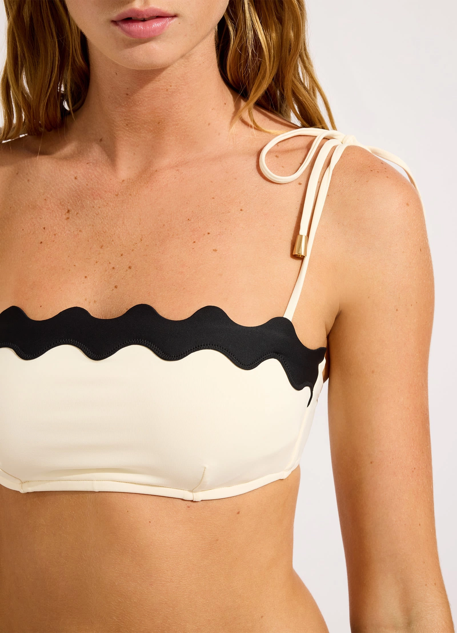 Gia Ric Rac Bustier Bandeau Bikini Top - Ecru