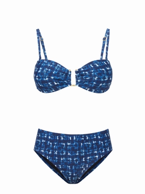 Gina Top   Classic Midrise Bottom in Denim Noir bikini bottom with tie sides, swim top for sunbathing