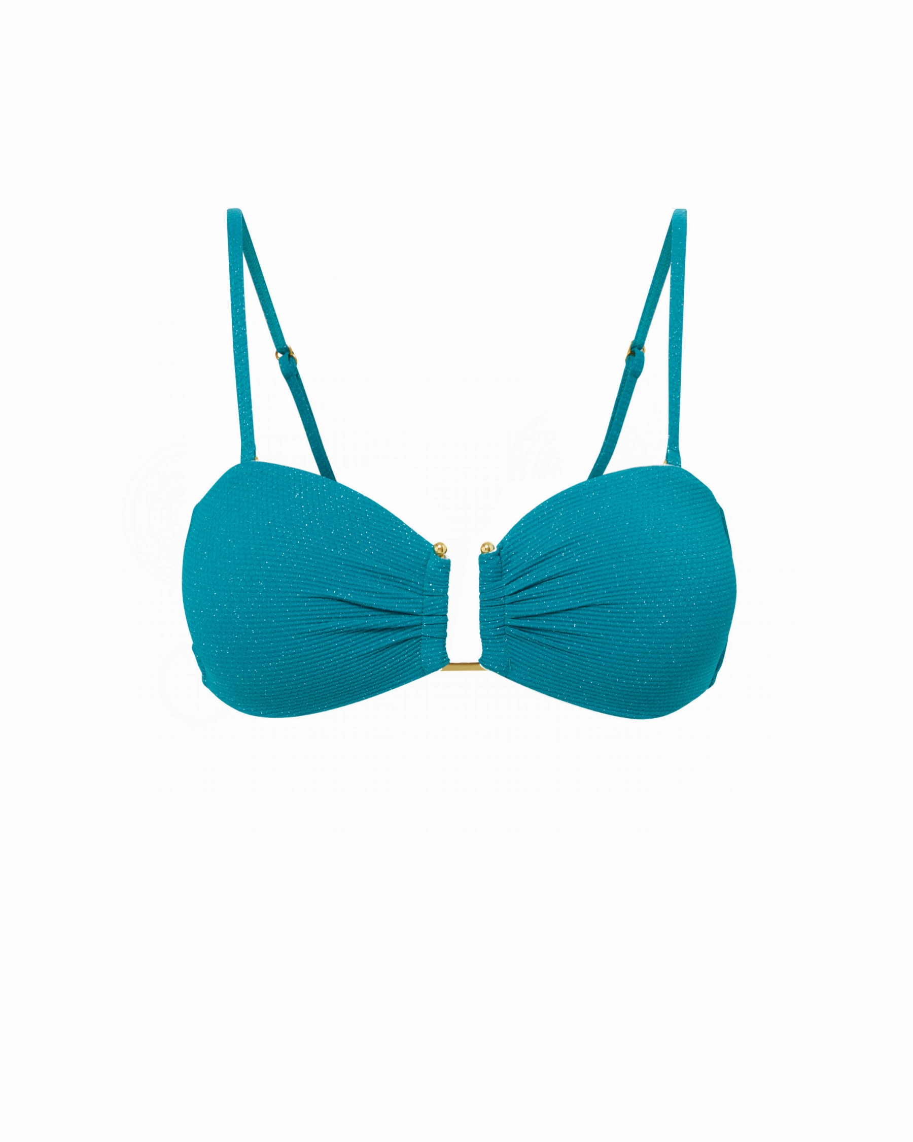 Gina Top In Jungle Green Metallic Pique strapless swimwear tops, lightweight swim tops