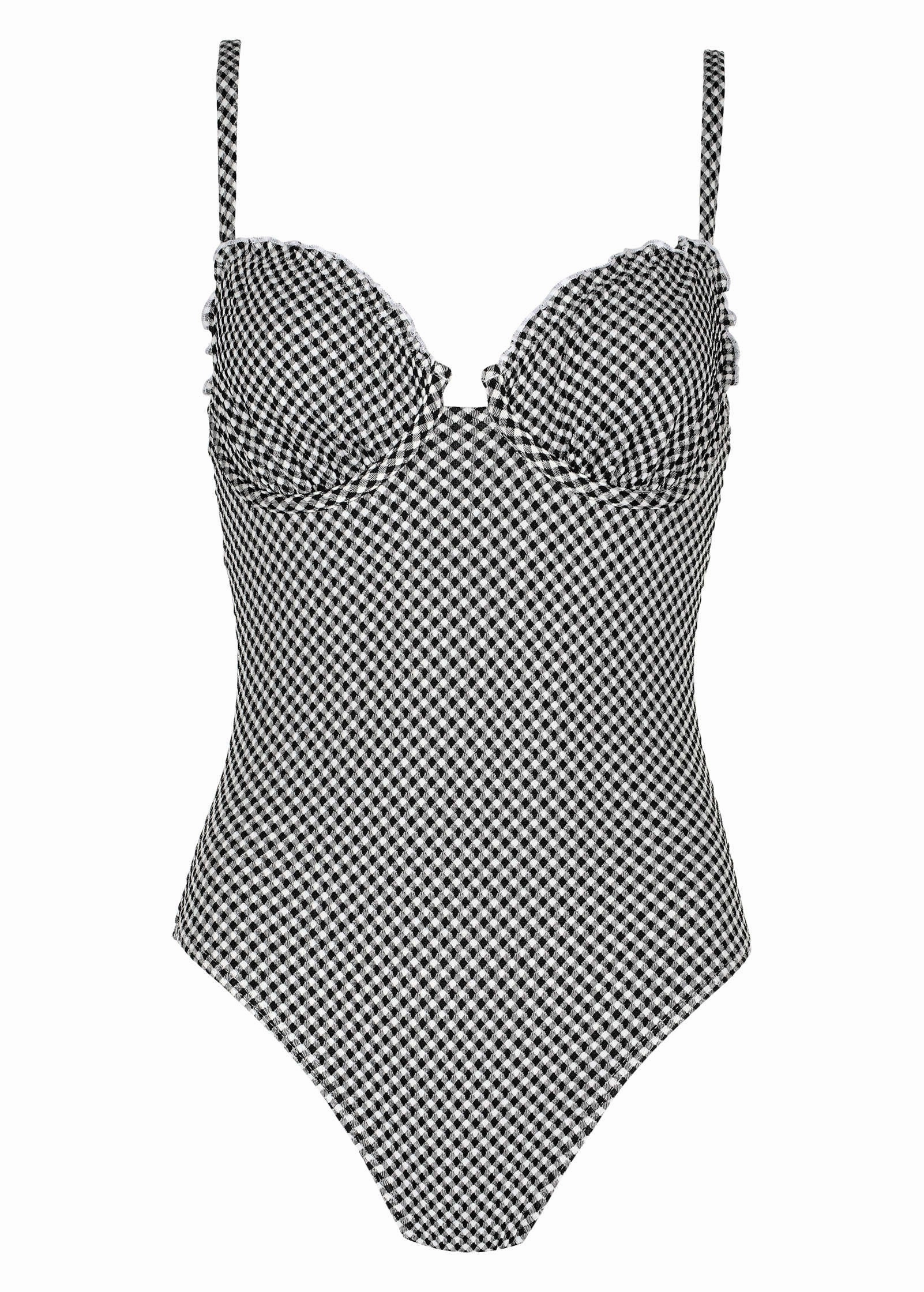 Gingham Bermuda One-Piece - Black & White