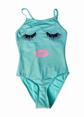 Girl's Facing The Sun One Piece In Teal Eyelash stylish teen girl swimsuits, teen girls swimwear sets