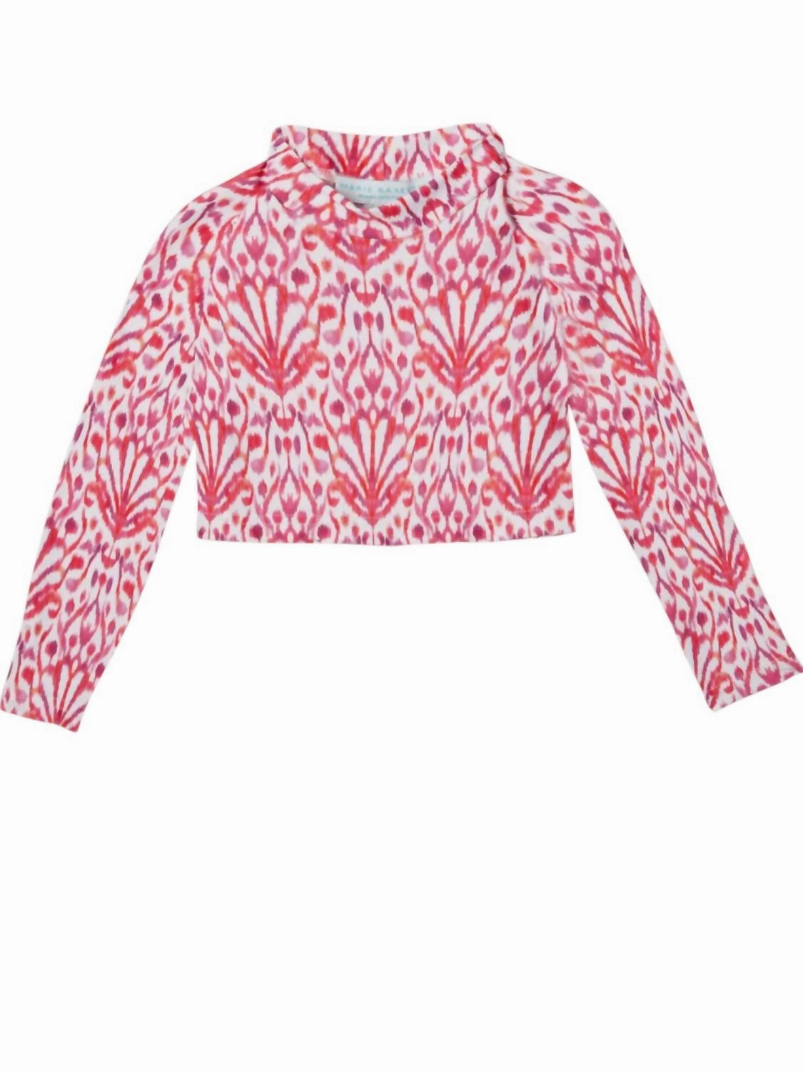 Girl's Ikat Crop Top Swim Set In Pink