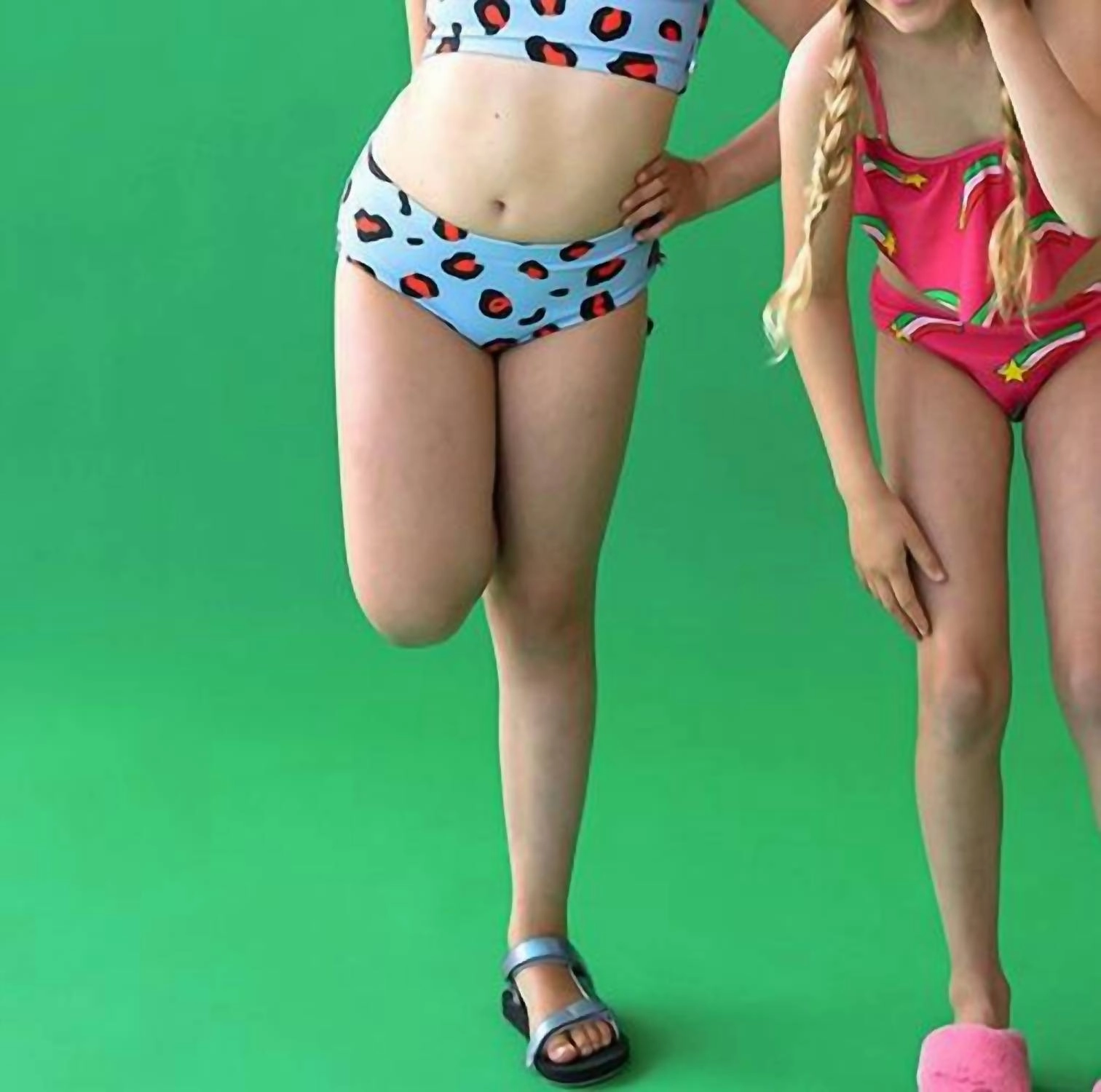 Girl's Leopard Bikini In Blue