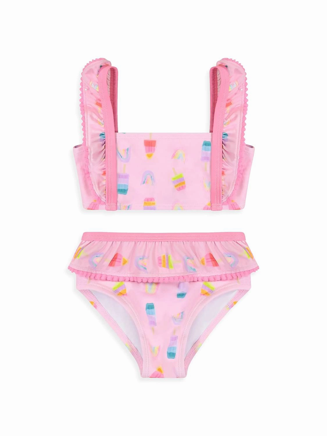 Girl's Popsicle 2-Piece Ruffle Swimsuit In Pink stylish teen girl swimsuits, teen girls swimwear sets