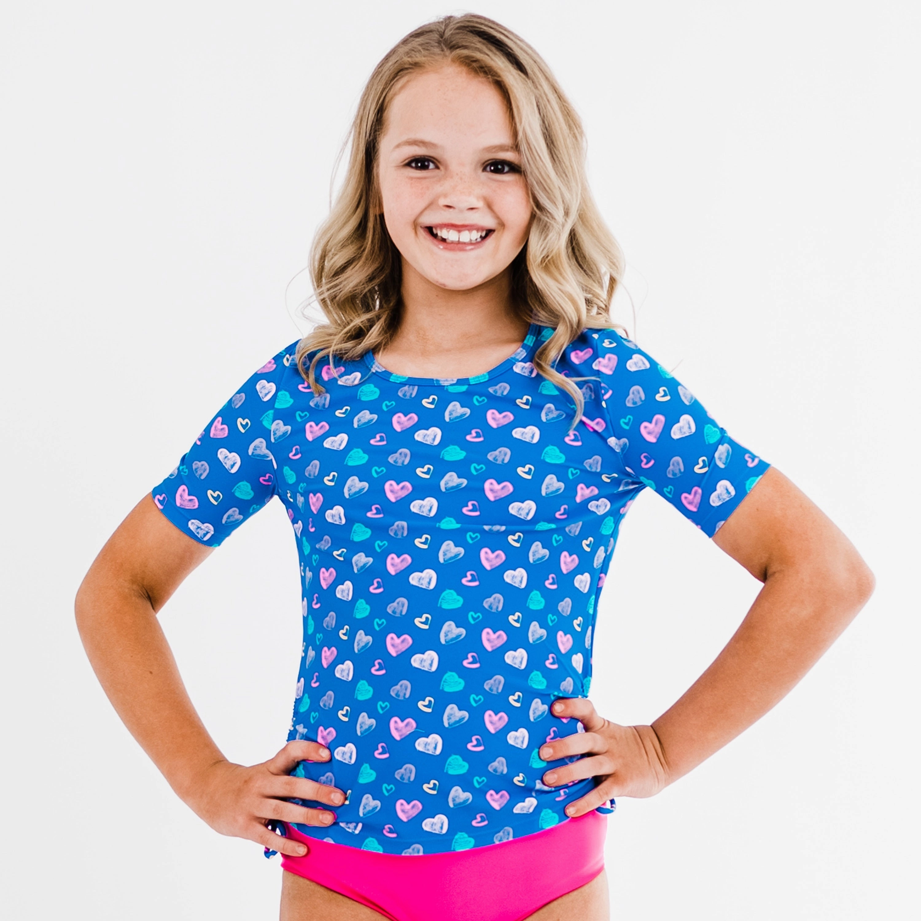 Girl's Short Sleeve Lily Swim Top