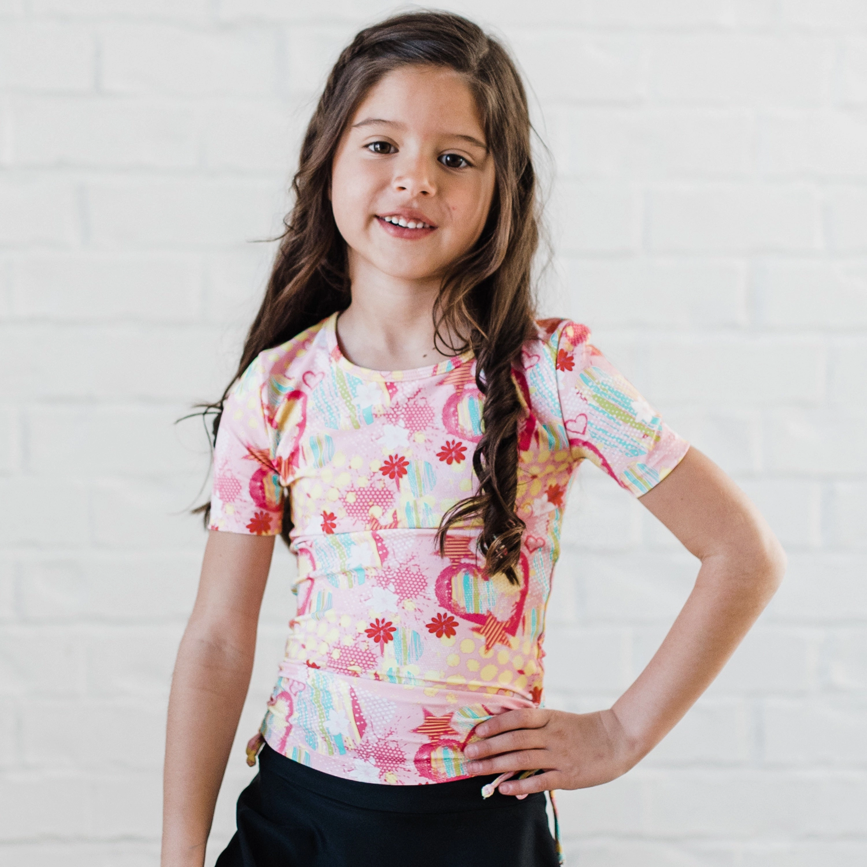 Girl's Short Sleeve Lily Swim Top