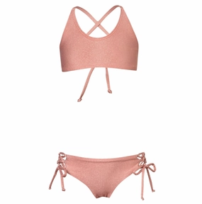 Girl's Stitched Glittered Bikini In Rose stylish teen girl swimsuits, teen girls swimwear sets