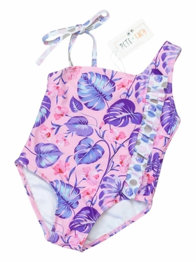 Girl's Tropical Swimsuit In Lilac stylish teen girl swimsuits, teen girls swimwear sets