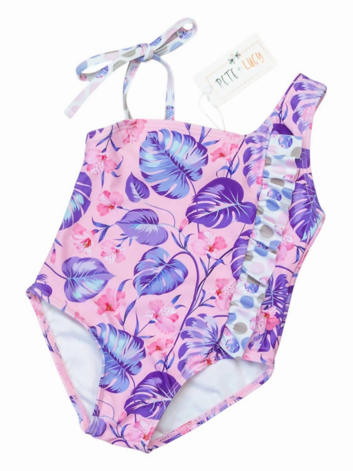 Girl's Tropical Swimsuit In Lilac stylish teen girl swimsuits, teen girls swimwear sets