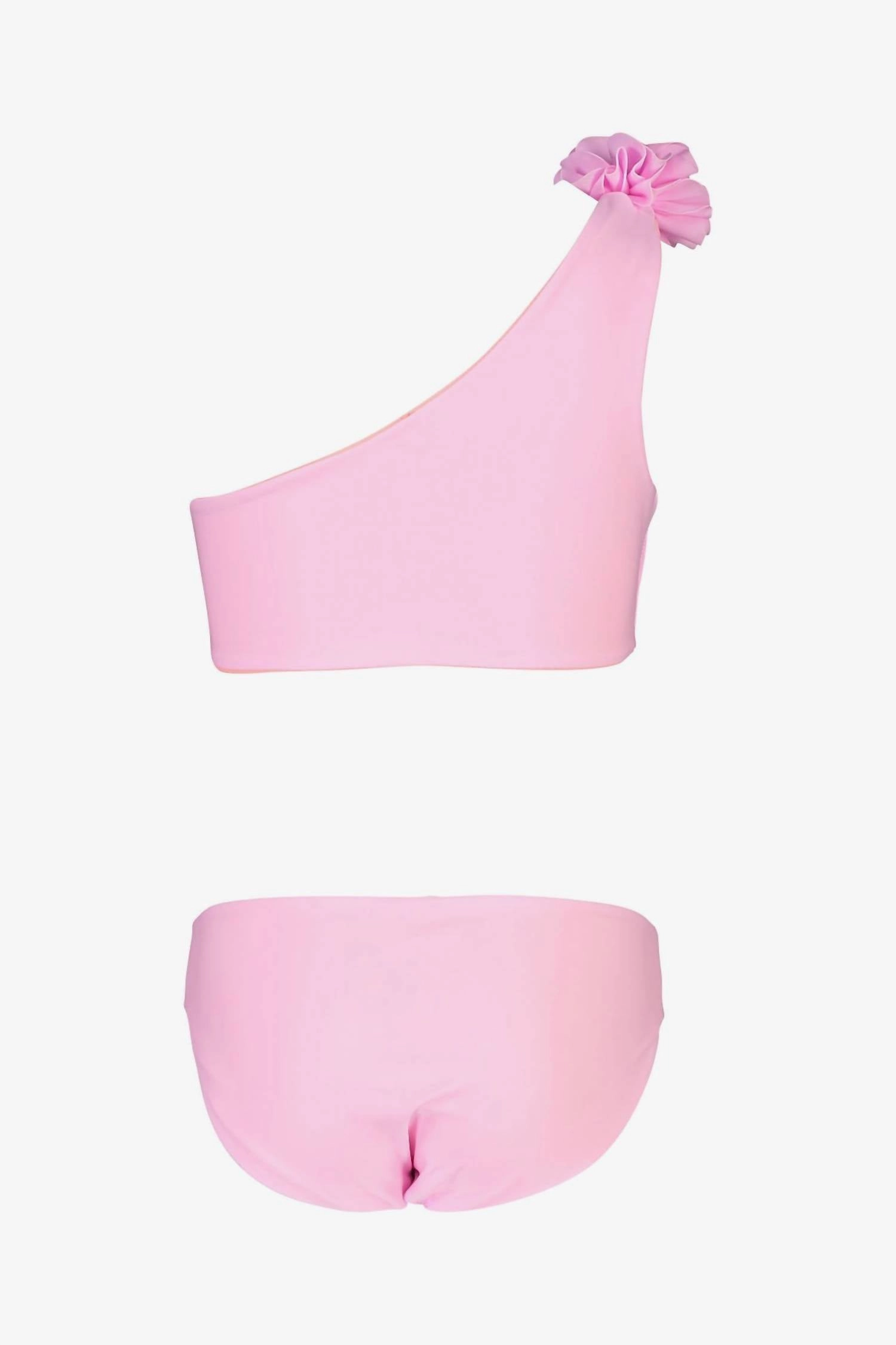 Girl's Tween Two-Piece Reversible Swimwear In Neon Coral / Pink