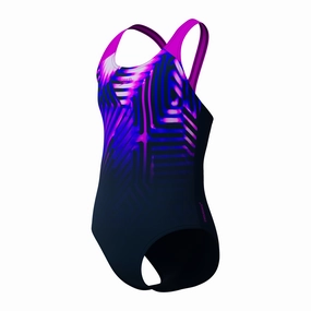 Girls' Digital Placement Splashback Swimsuit - Navy/Pink swim training suits women, performance one piece swimsuits