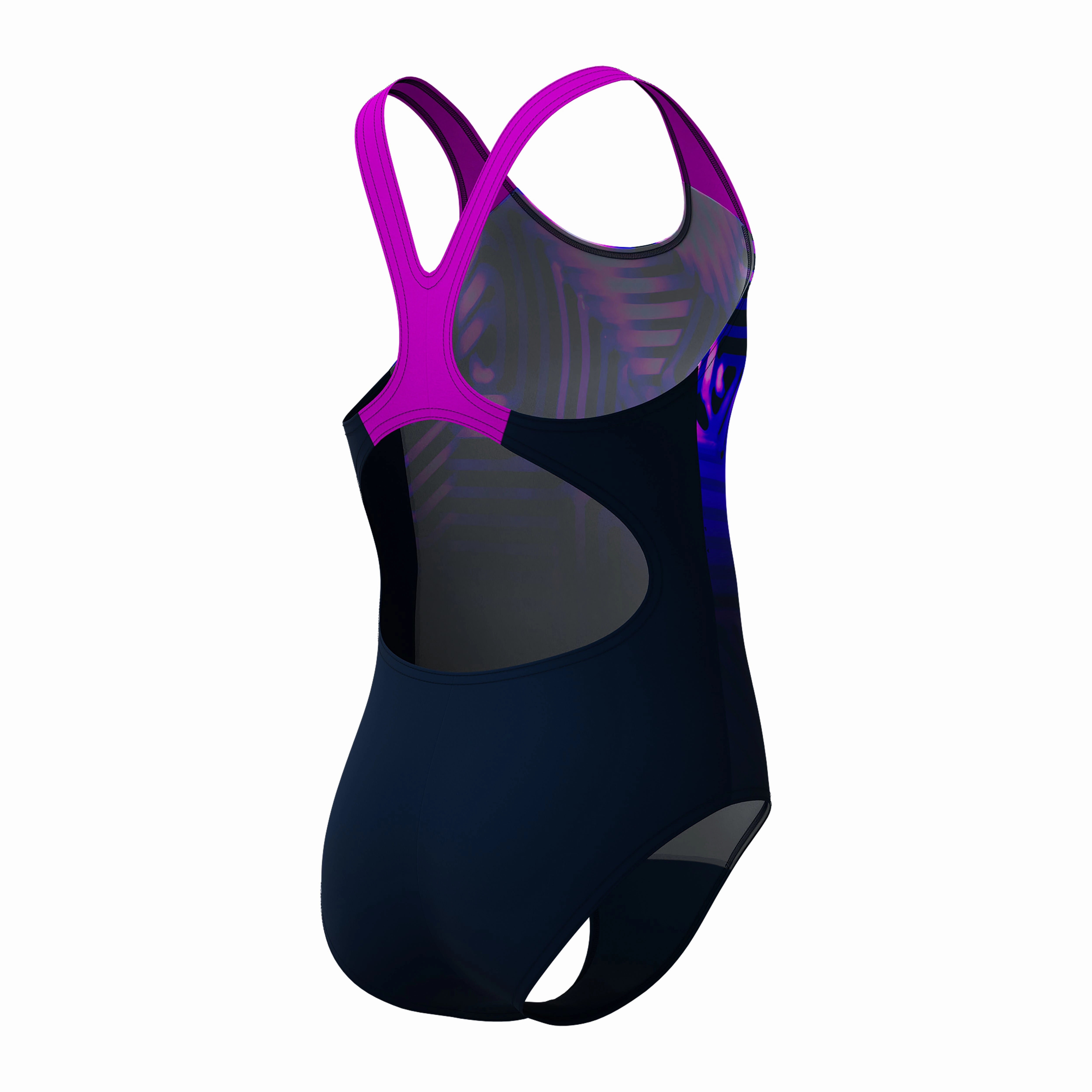 Girls' Digital Placement Splashback Swimsuit - Navy/Pink