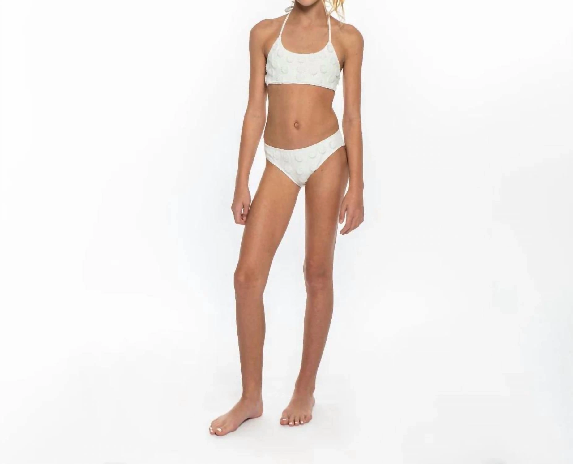 Girls Daisy Bikini In White stylish teen girl swimsuits, teen girls swimwear sets