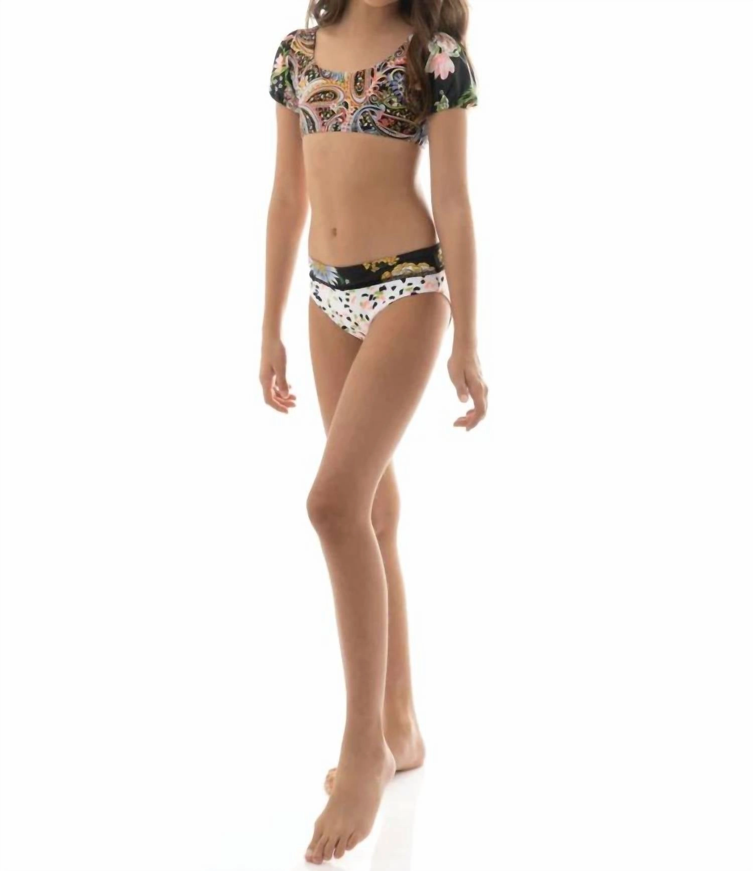 Girls Nights Bikini Set In Black Bouquet