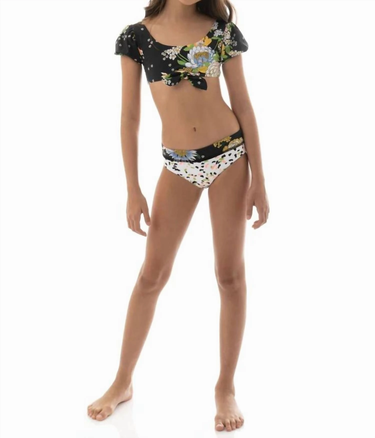 Girls Nights Bikini Set In Black Bouquet