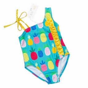 Girls Pineapple In The Sun One Piece Swimsuit In Blue/multi stylish teen girl swimsuits, teen girls swimwear sets