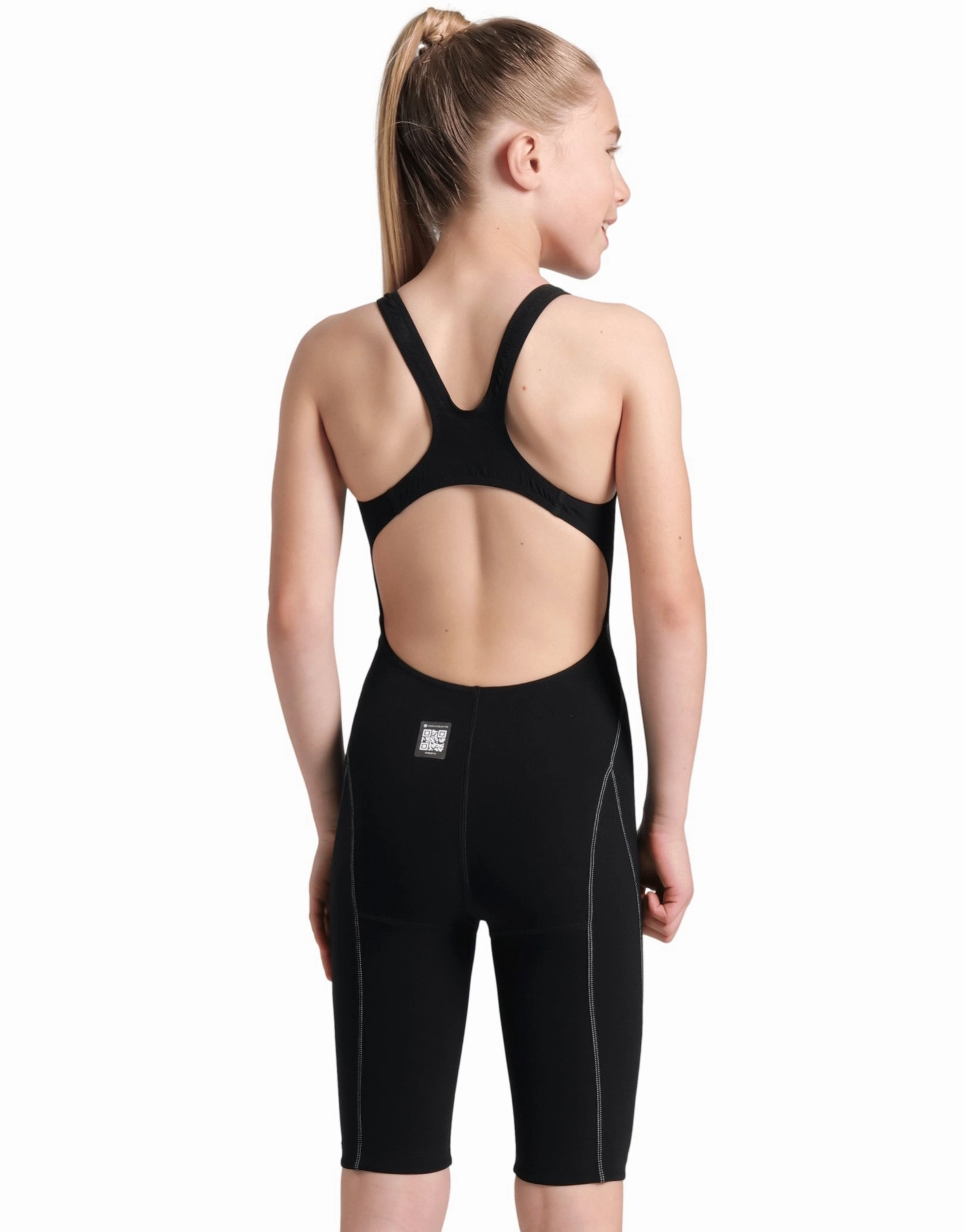 Girls Powerskin Impulso Open Back - Black/Teal