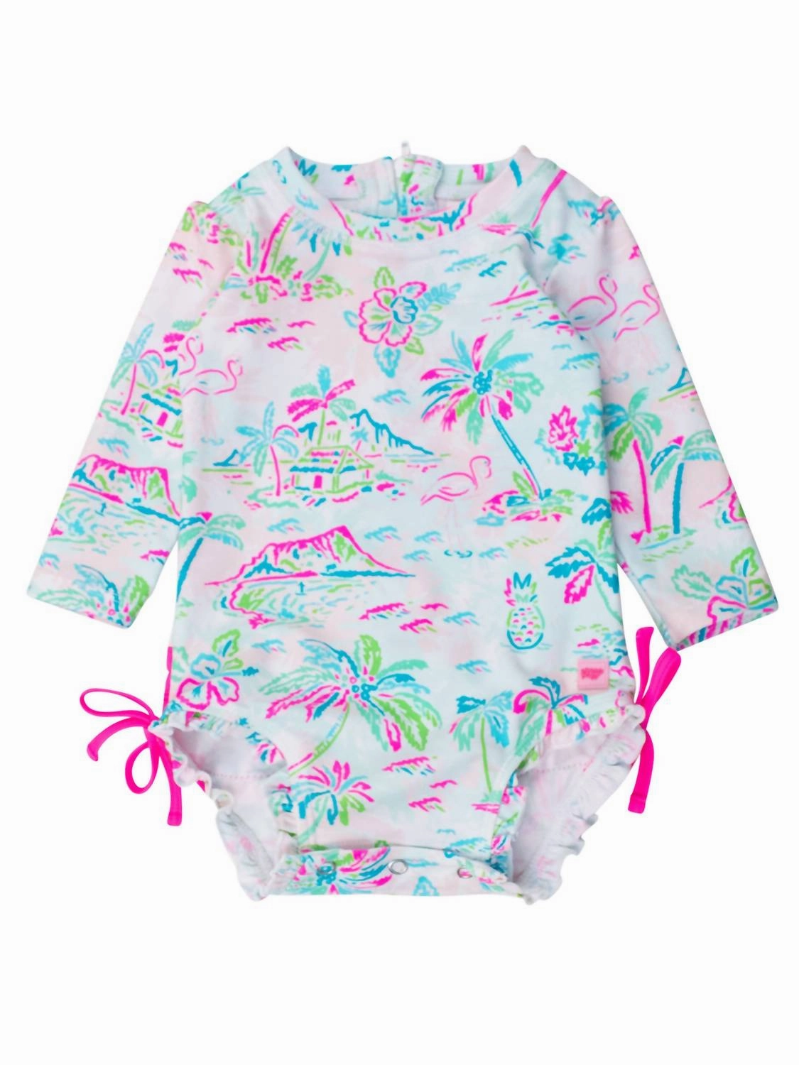 Girls Tropical Resort One-Piece Swimsuit In White