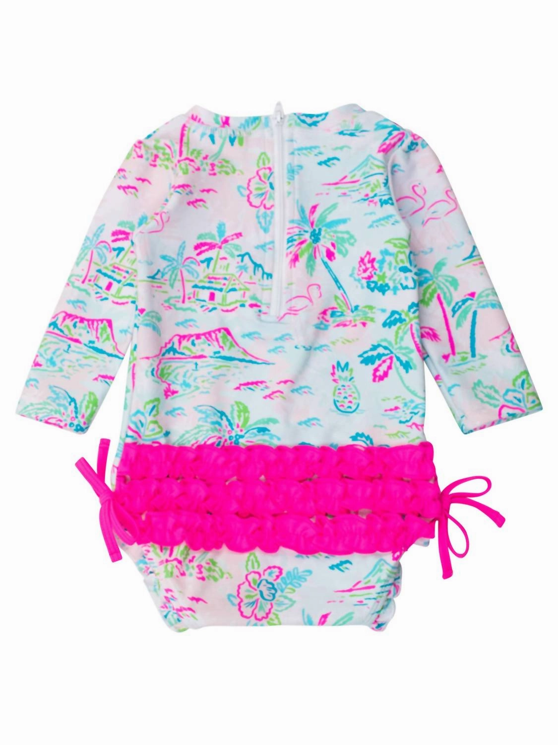 Girls Tropical Resort One-Piece Swimsuit In White