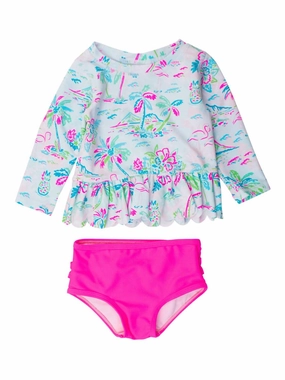 Girls Tropical Resort Two-Piece Swimsuit In White stylish teen girl swimsuits, teen girls swimwear sets