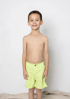 Glow Green | Mini Boardies boys summer swimwear, boys rash guard swim sets