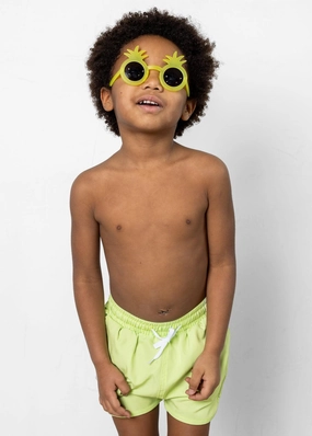 Glow Green | Mini Retro Shorties boys summer swimwear, boys rash guard swim sets