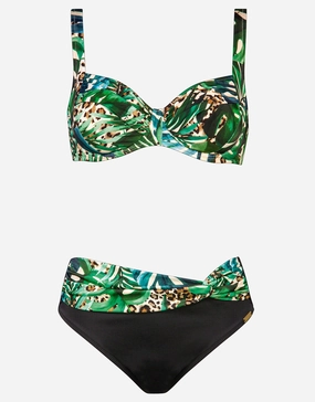 Green Tiger Underwired Bikini Set stylish swimwear tops, womens beach tops