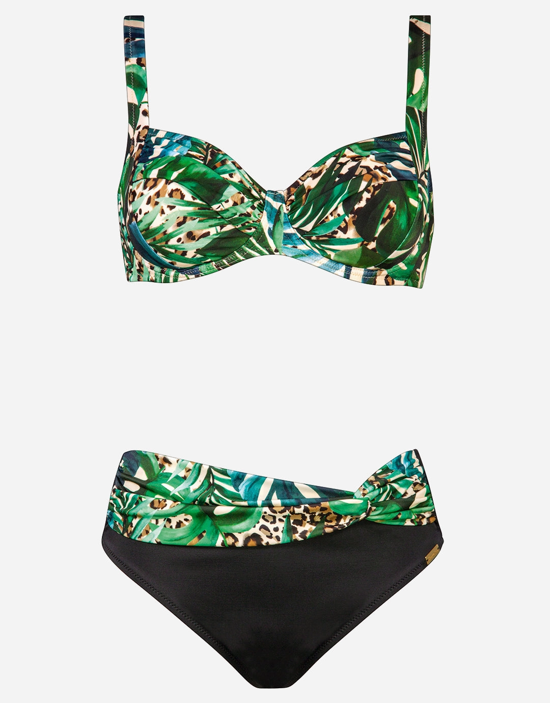 Green Tiger Underwired Bikini Set stylish swimwear tops, womens beach tops
