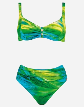 Green Waters Underwired Bikini Set - Aqua Flow full coverage swim tops, cute bikini tops