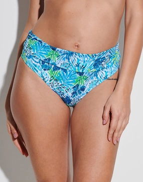 Haiti Maxi Fold Bikini Pant - Turquoise adjustable swim bottoms women, flattering bikini bottoms
