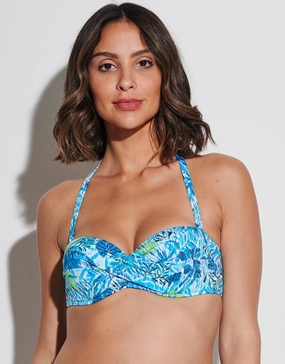 Haiti Twist Bandeau Bikini Top - Turquoise full coverage swim tops, cute bikini tops