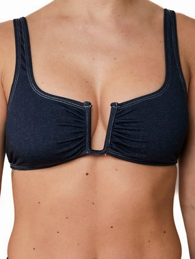 Hazel Denim Bikini Top basic swimsuits for women, durable swimwear for ladies