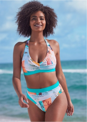 Heavenly Halter Top - Vacation Letter womens sun protection swimwear, trendy swimwear collection