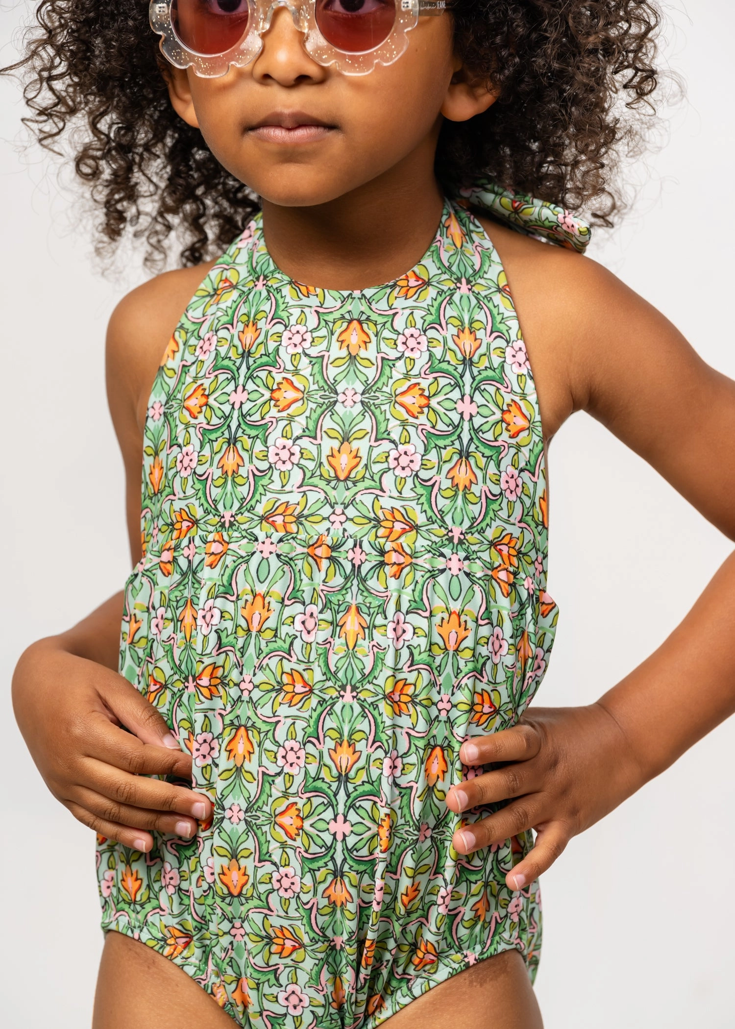 Heirloom Tulip | Baby Romper One-Piece girls full coverage swimwear, kids swimwear for pool