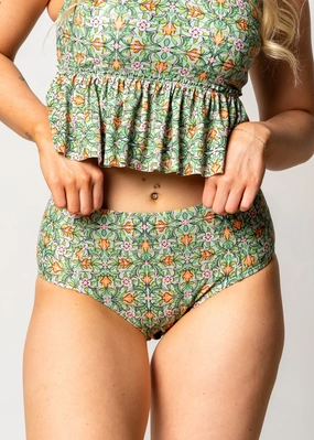 Heirloom Tulip | Mid-Rise Bottoms elastic waistband swim bottoms, mix-and-match bikini bottoms