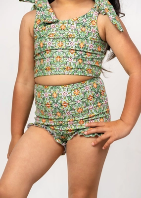 Heirloom Tulip | Mini All Ruffled Up Bottoms girls full coverage swimwear, kids swimwear for pool