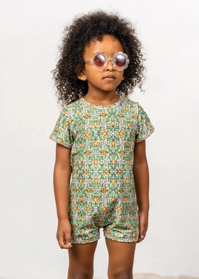 Heirloom Tulip | Mini Shorties Rashguard (Unisex) girls full coverage swimwear, kids swimwear for pool