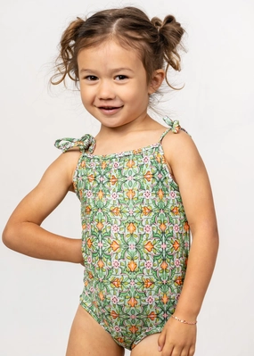 Heirloom Tulip | Mini Simply One-Piece girls full coverage swimwear, kids swimwear for pool