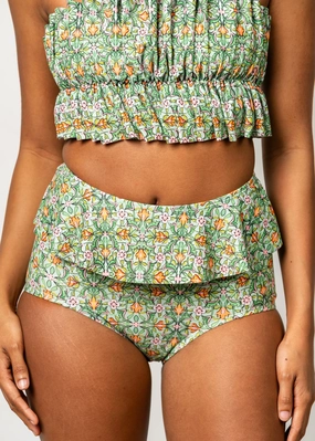 Heirloom Tulip | Peplum Bottoms elastic waistband swim bottoms, mix-and-match bikini bottoms